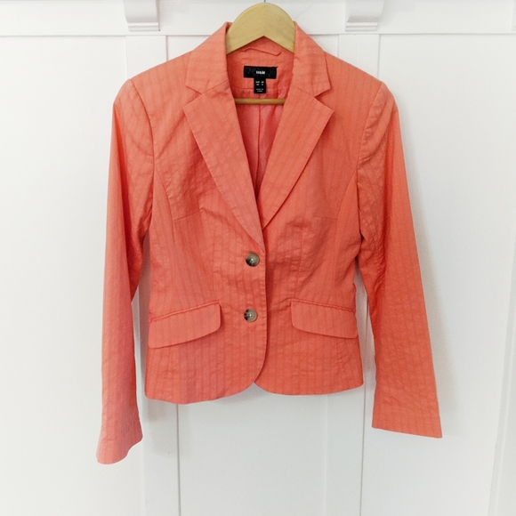 MOVING SALE! EUC H&M Coral Textured Blazer - Picture 5 of 8